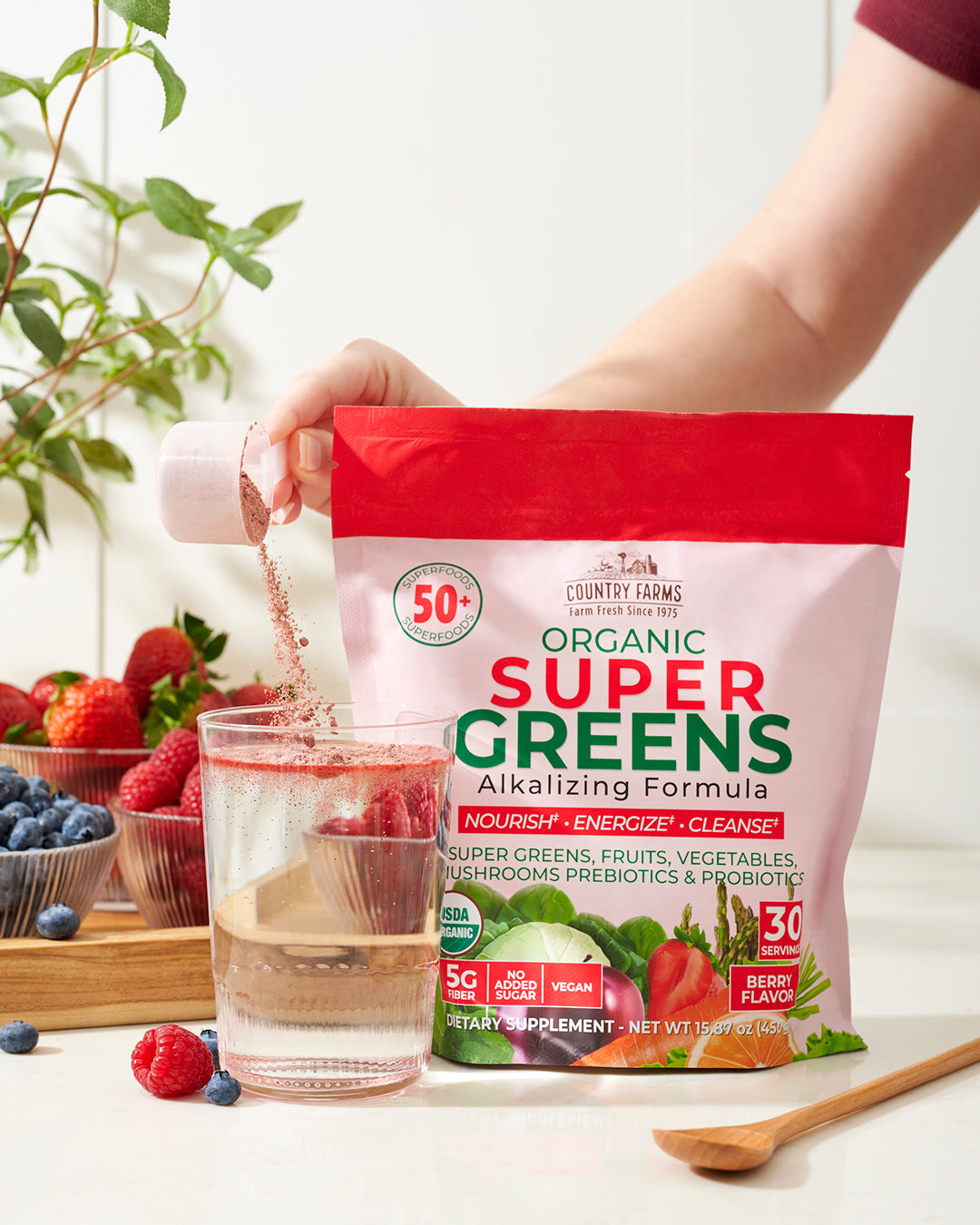Super Greens Powder - 30 Servings - Berry Flavor
