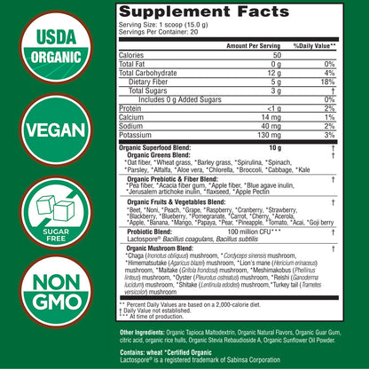 Super Greens Powder - 20 Servings - Pineapple Mango Flavor