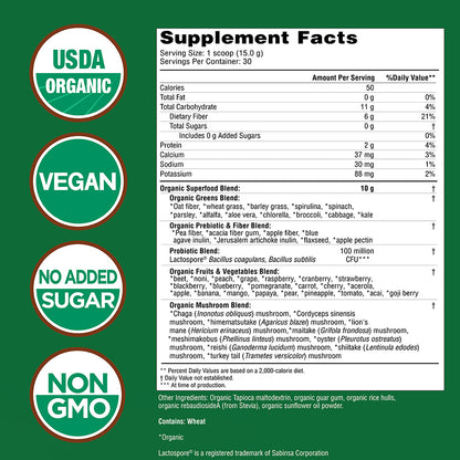 Super Greens Powder - 30 Servings - Unflavored