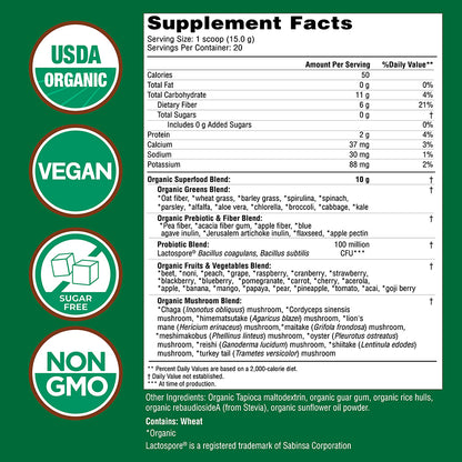 Super Greens Powder - 20 Servings - Unflavored