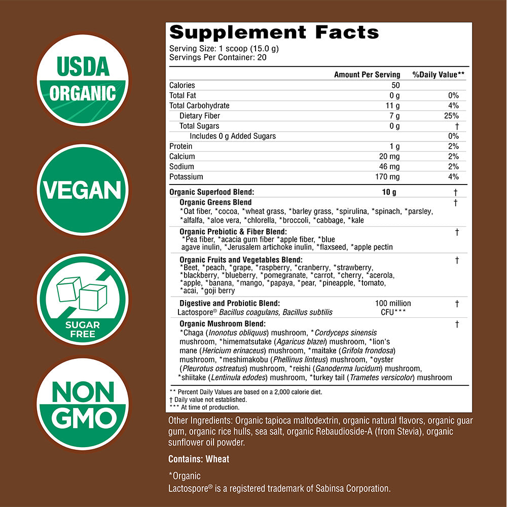 Super Greens Powder - 20 Servings - Chocolate