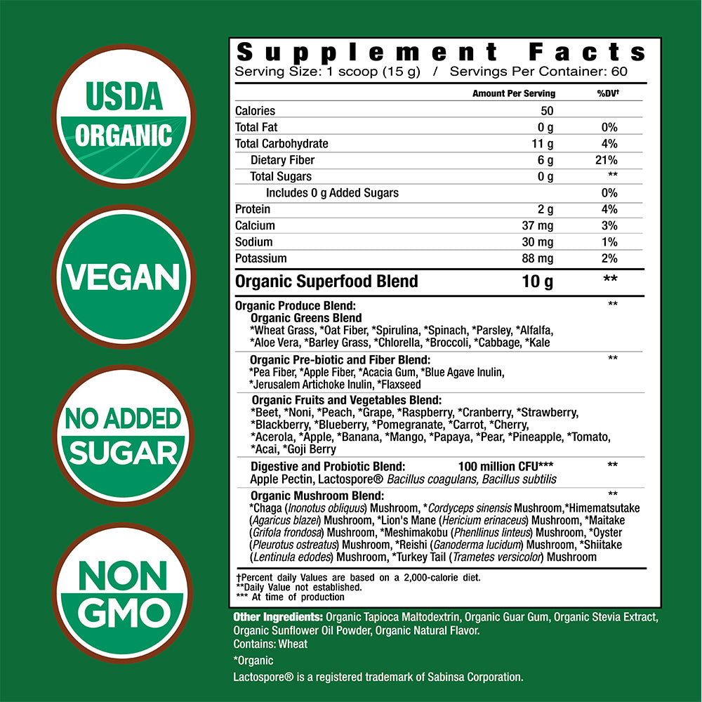 Super Greens Powder - 60 Servings - Unflavored