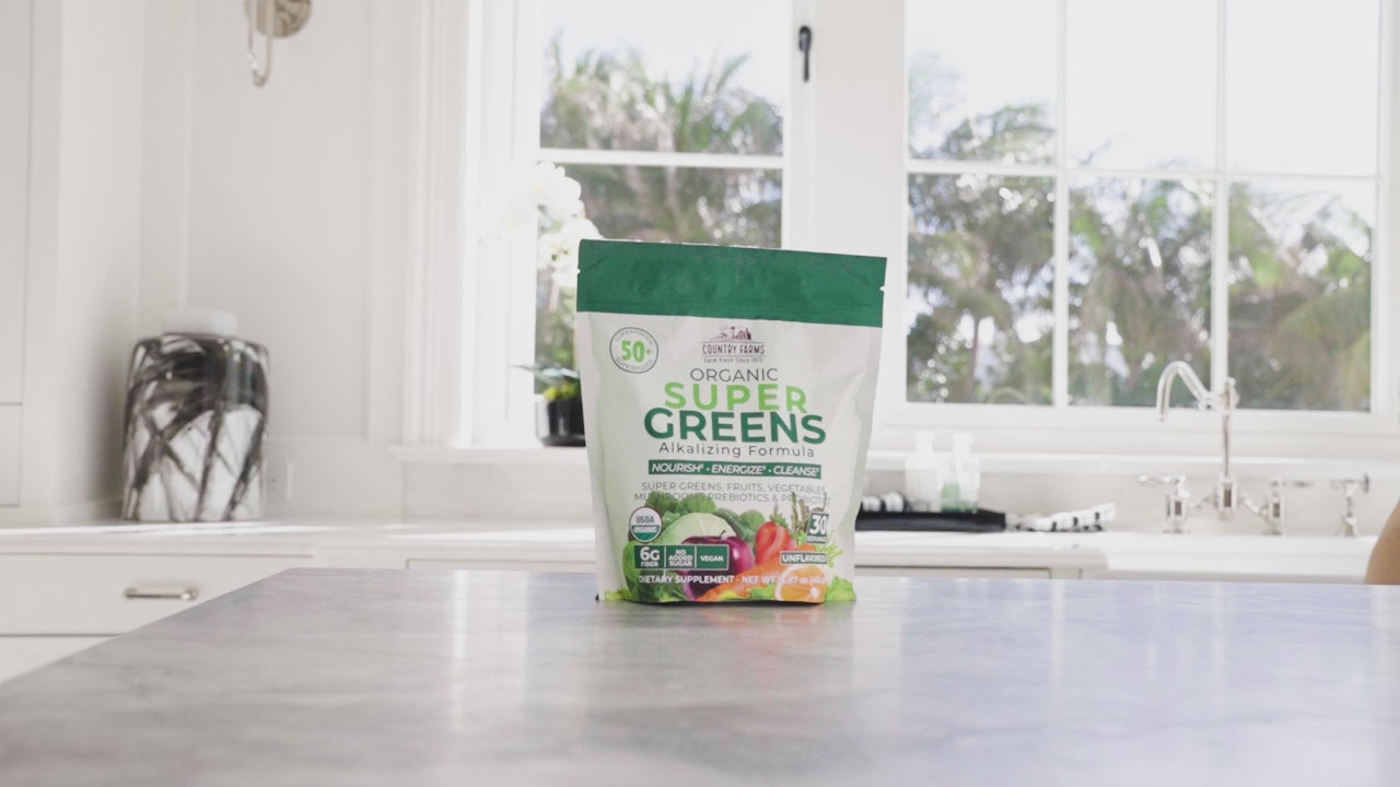 thumbnail image 2 of Country Farms Super Greens Powder – Berry Flavor, 10.6oz, Gluten Free, Non-GMO, Vegetarian 2 of 5